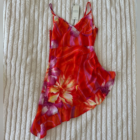 NWT Blackbough Bridget Sheer Sun Dress - Spritz - Asymmetrical Ruffled Slip - Picture 6 of 17